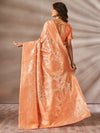 Saree Mall Women's Cotton Peach Woven Design Designer Saree With Blouse Piece-SMIKSHA88903