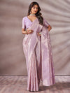 Saree Mall Women's Cotton Lavendar Woven Design Designer Saree With Blouse Piece-SMIKSHA88905