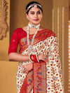 Saree Mall Women's  Blend Off White Woven Design Designer Saree With Blouse Piece-SMNGLM1006