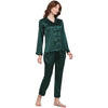 Smarty Pants Women's Silk Satin Solid Bottle Green Color Night Suit