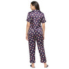 Smarty Pants Women's Silk Satin Wine Color Floral Print Night Suit