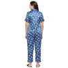 Smarty Pants Women's Silk Satin Teal Blue Color Floral Print Night Suit