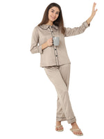 Smarty Pants Women's Silk Satin Chocolate Color Night Suit