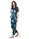 Smarty Pants Women's Silk Satin Blue Color Dolphin Print Night Suit