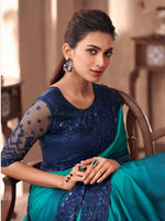 Saree Mall Women's Chiffon Teal Blue Embellished Designer Saree With Blouse Piece-SNDLWOD1109