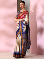 Saree Mall Women's  Blend Beige Printed Designer Saree With Blouse Piece-SOFIA1006