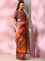 Saree Mall Women's  Blend Red Printed Designer Saree With Blouse Piece-SOFIA2005