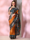 Saree Mall Women's  Blend Teal Blue Printed Designer Saree With Blouse Piece-SOFIA2007