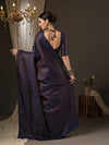 Saree Mall Women's  Blend Navy Blue Woven Design Designer Saree With Blouse Piece-SOHNA2003