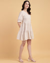 Beige colour Tiered Casual Midi Dress-2922