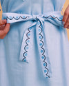 Blue Stripes Embroidered Dress with Detachable Belt-1571