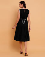 Black embroidered Yoke Dress-1569