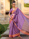 Saree Mall Women's  Blend Lavendar Woven Design Designer Saree With Blouse Piece-SOSY1701