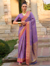 Saree Mall Women's  Blend Lavendar Woven Design Designer Saree With Blouse Piece-SOSY1701