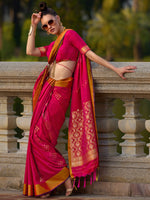 Saree Mall Women's  Blend Pink Woven Design Designer Saree With Blouse Piece-SOSY1705