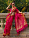 Saree Mall Women's  Blend Pink Woven Design Designer Saree With Blouse Piece-SOSY1705