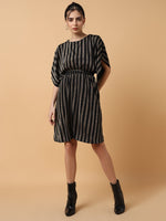 Women Striped Kaftan Copper Dress-SP-8524-Copperblack