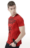 Huetrap Red Mens Short Sleeve Graphic Printed Tshirt-HT17MKGRARED00310