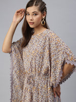 Women Printed Kaftan Purple Dress-SPN-5813-Purple