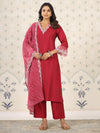 Avanshee Women's Latest Solid Embroidred Silk Blend Kurta, Pant With Dupatta Set-ES-7529