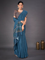 Saree Mall Women's  Blend Teal Blue Printed Designer Saree With Blouse Piece-SQUARYCL107