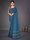 Saree Mall Women's  Blend Teal Blue Printed Designer Saree With Blouse Piece-SQUARYCL107