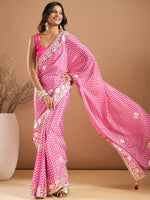 Saree Mall Women's Chiffon Pink Embroidered Designer Saree With Blouse Piece-SRENIK1757A