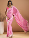 Saree Mall Women's Chiffon Pink Embroidered Designer Saree With Blouse Piece-SRENIK1757C