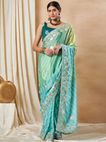 Saree Mall Women's Chiffon Light Blue Embroidered Designer Saree With Blouse Piece-SRENIK1867B