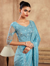 Saree Mall Women's Chiffon Light Blue Embellished Designer Saree With Blouse Piece-SRVATN7902