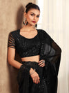 Saree Mall Women's Chiffon Black Embellished Designer Saree With Blouse Piece-SRVATN7910