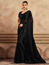 Saree Mall Women's Chiffon Black Embellished Designer Saree With Blouse Piece-SRVATN7910