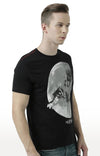 Huetrap Black Mens Short Sleeve Graphic Printed Tshirt-HT17MKGRABLK00709