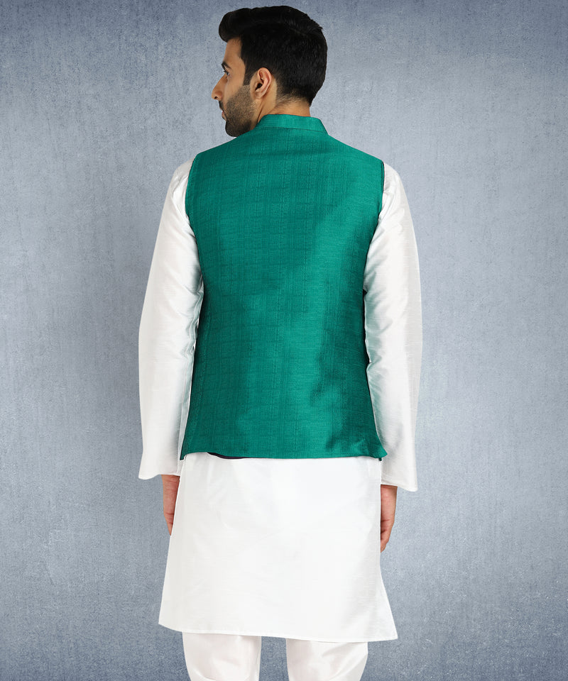 Hangup Men Standard Solid Men's Indian Wear-ST0257_SeaGreen_Nehru