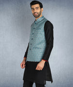 Hangup Men Standard Printed Men's Indian Wear-ST0311259_Blue_PrntNehru