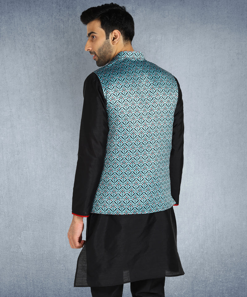 Hangup Men Standard Printed Men's Indian Wear-ST0311259_Blue_PrntNehru