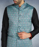 Hangup Men Standard Printed Men's Indian Wear-ST0311259_Blue_PrntNehru