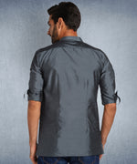 Hangup Men Standard Solid Men's Indian Wear-DarkGrey_Dupion_Patch_Short2Kurta