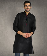 Hangup Men Standard Solid Men's Indian Wear-Black_Piping_RubyL2Kurta