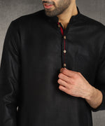 Hangup Men Standard Solid Men's Indian Wear-Black_Piping_RubyL2Kurta