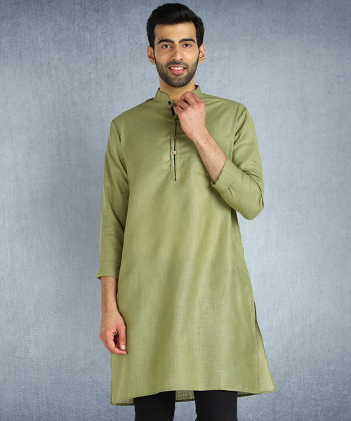 Hangup Men Standard Solid Men's Indian Wear-ST07932_Olv_RubyLKurta