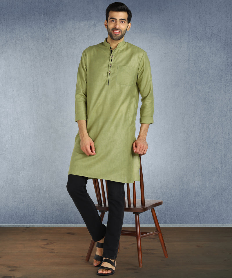 Hangup Men Standard Solid Men's Indian Wear-ST07932_Olv_RubyLKurta