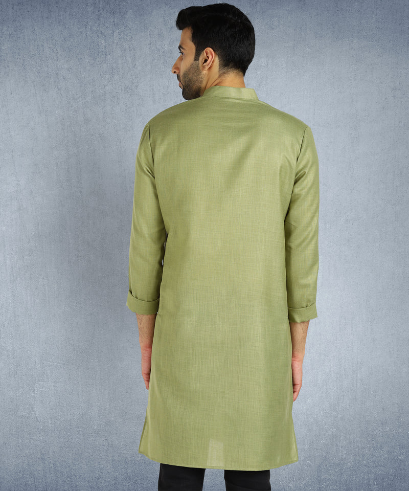 Hangup Men Standard Solid Men's Indian Wear-ST07932_Olv_RubyLKurta