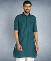 Hangup Men Standard Solid Men's Indian Wear-ST09916_Grn_PathaniKurta