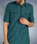 Hangup Men Standard Solid Men's Indian Wear-ST09916_Grn_PathaniKurta