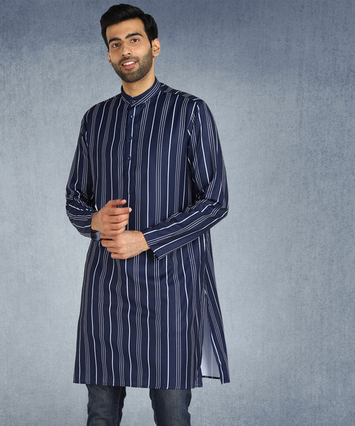 Hangup Men Standard Striped Men's Indian Wear-ST1111263_Navy_Lkurta