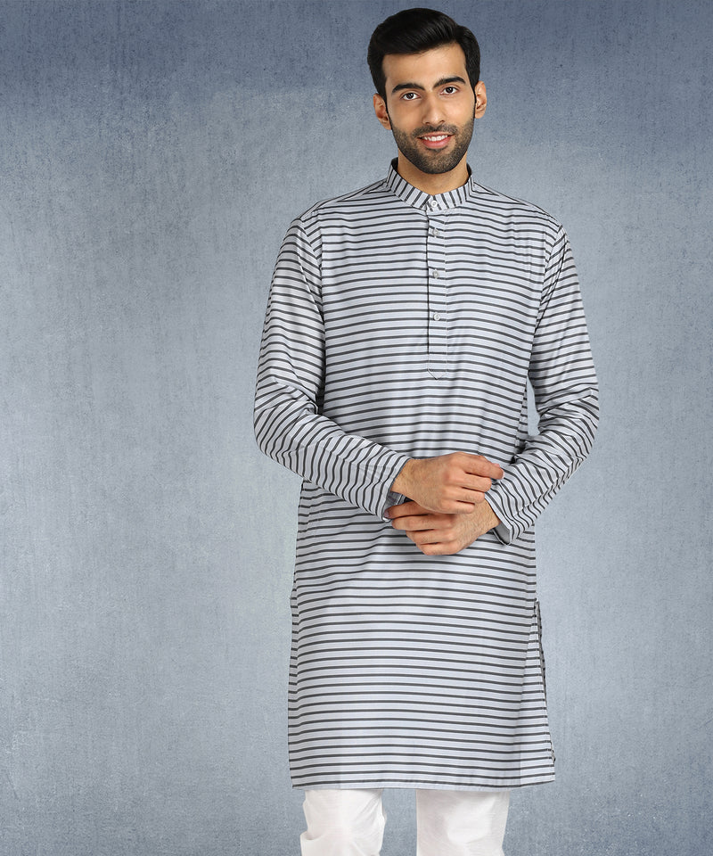 Hangup Men Standard Striped Men's Indian Wear-ST1111293_Grey_Lkurta