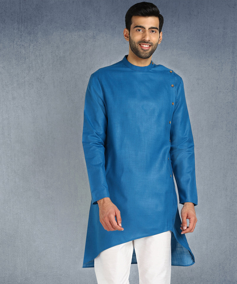 Hangup Men Standard Solid Men's Indian Wear-ST12950_Dodger_RubyLKurta