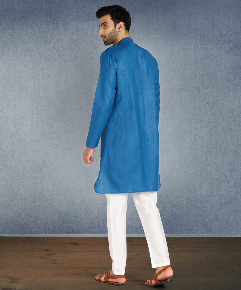 Hangup Men Standard Solid Men's Indian Wear-ST12950_Dodger_RubyLKurta