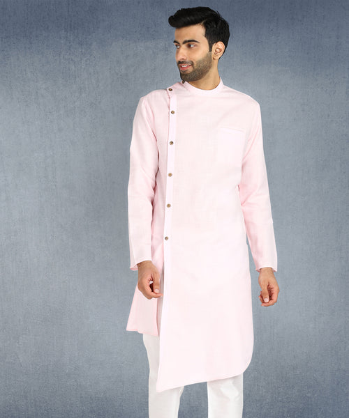 Hangup Men Standard Solid Men's Indian Wear-ST13954_Pink_RubyLKurta